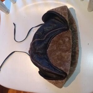 Men's Brown Leather Aviator Hat